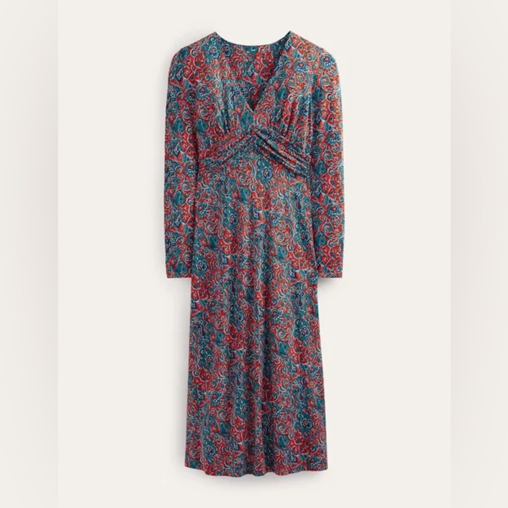 Boden Elodie Empire Midi Dress in Fiesta Orange